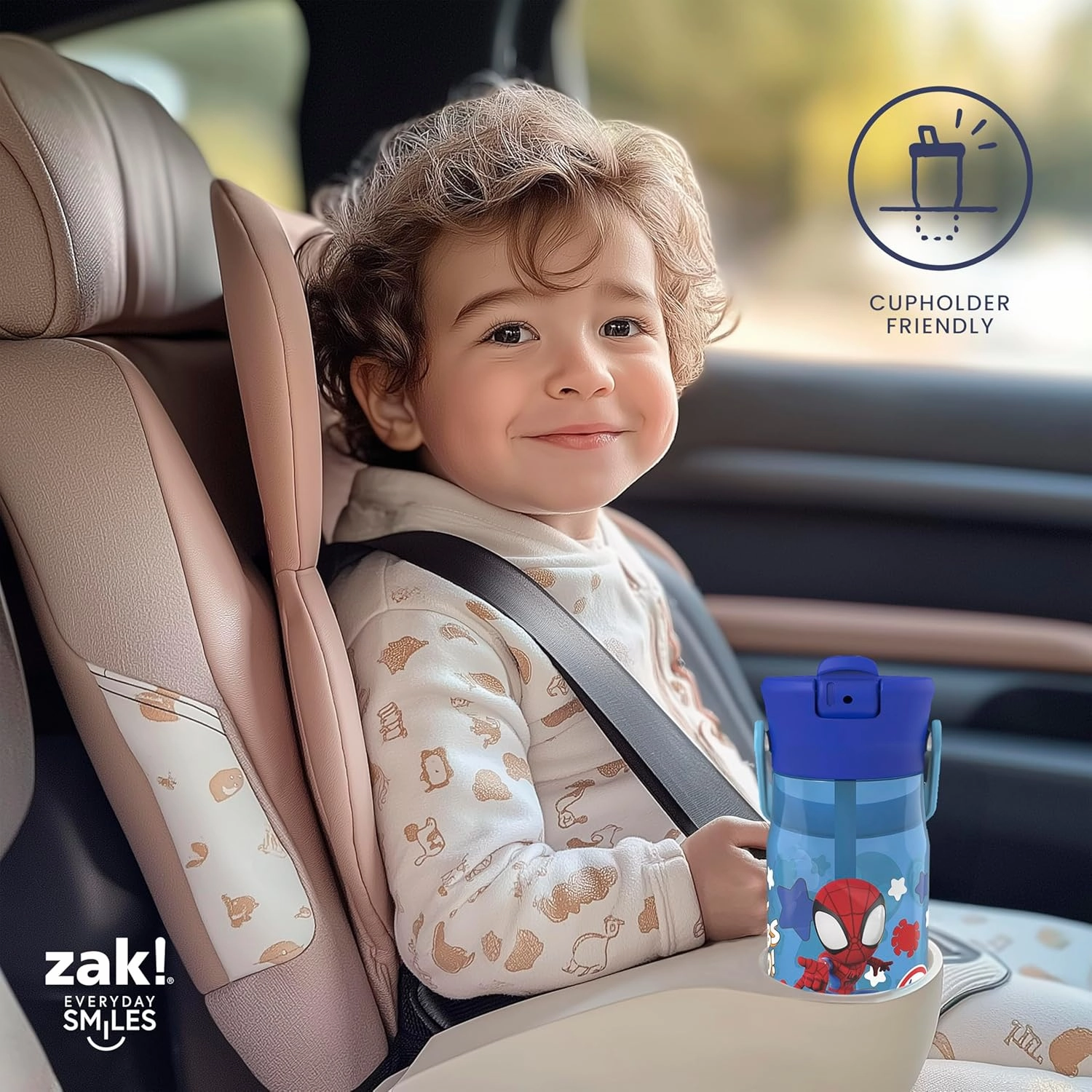 Zak Designs Harmony Marvel Spider-Man Water Bottle for Travel or At Home, 18oz Recycled Plastic is Leak-Proof When Closed with Straw Lid and Carry Handle, 2-Pack (Spidey and His Amazing Friends)