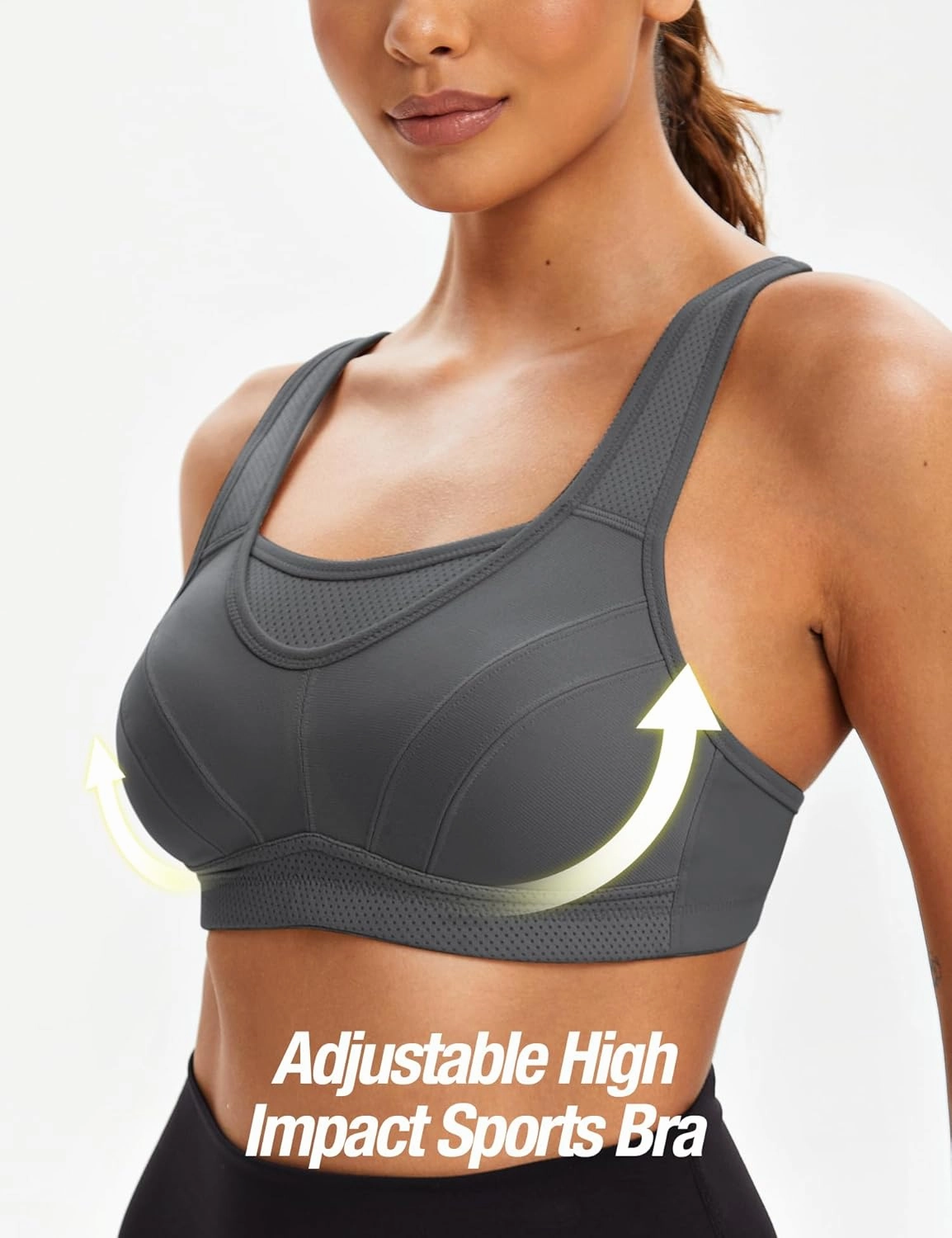 ZeroBound Women's Sports Bra High Impact Large Bust Full Coverage Workout Bras Adjustable Wirefree NO Padded Bra