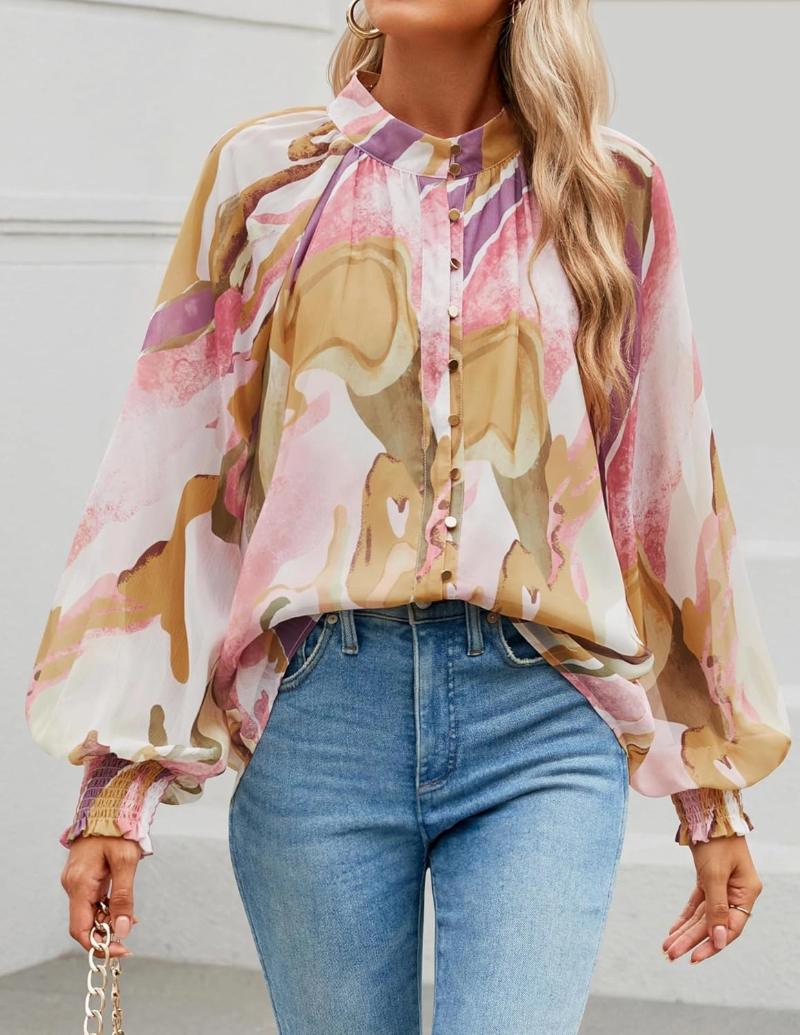 ZESICA Women's Floral Print Blouse 2025 Long Sleeve Button Down Casual Fall Boho Oversized Tops Shirts