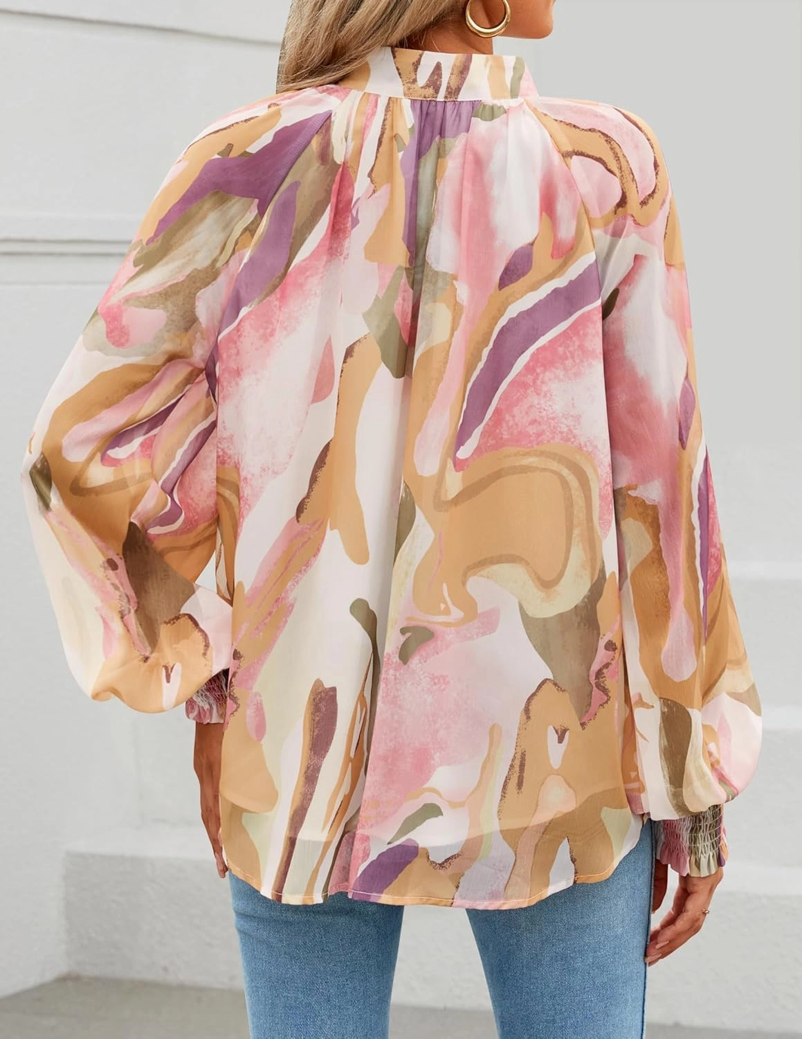 ZESICA Women's Floral Print Blouse 2025 Long Sleeve Button Down Casual Fall Boho Oversized Tops Shirts